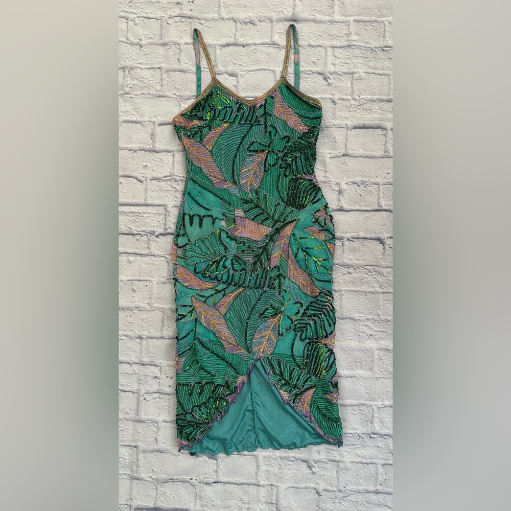 Beaded Silk corset back dress size Small